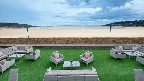 Outside lounge area with sea view